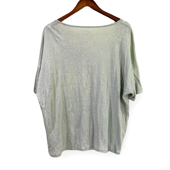J. Crew Womens Large Relaxed Linen Scoopneck Tee Light Mint Green Oversized Knit - Picture 8 of 10